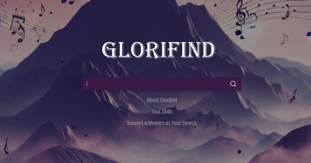 Glorifind splash page